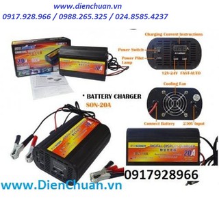 Sạc bình ắc quy tự động 12V/24V-200Ah Suoer Son-20A+