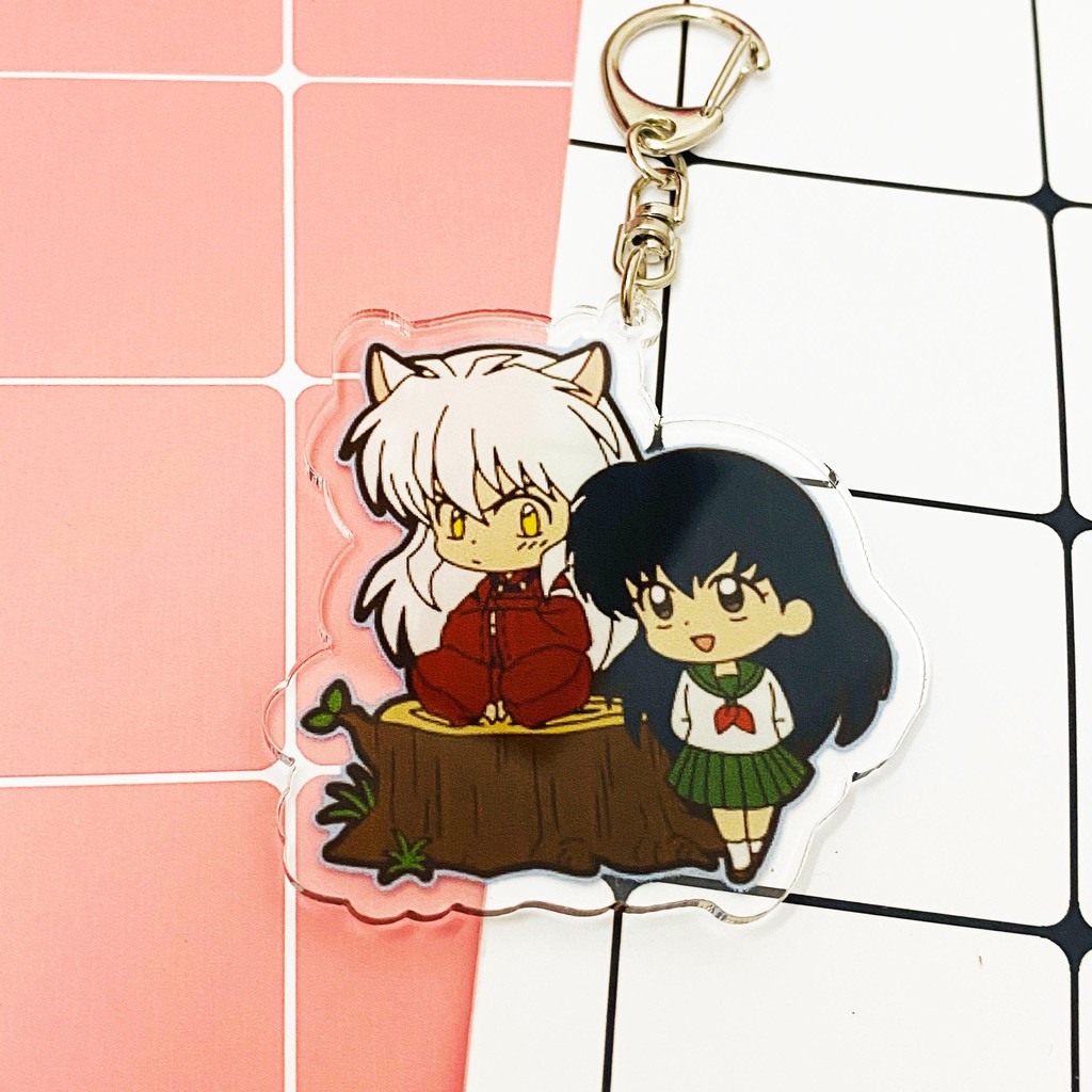 ( Mica trong acrylic ) Móc khóa Inuyasha Khuyển Dạ Xoa quà tặng xinh xắn dễ thương in hình anime chibi