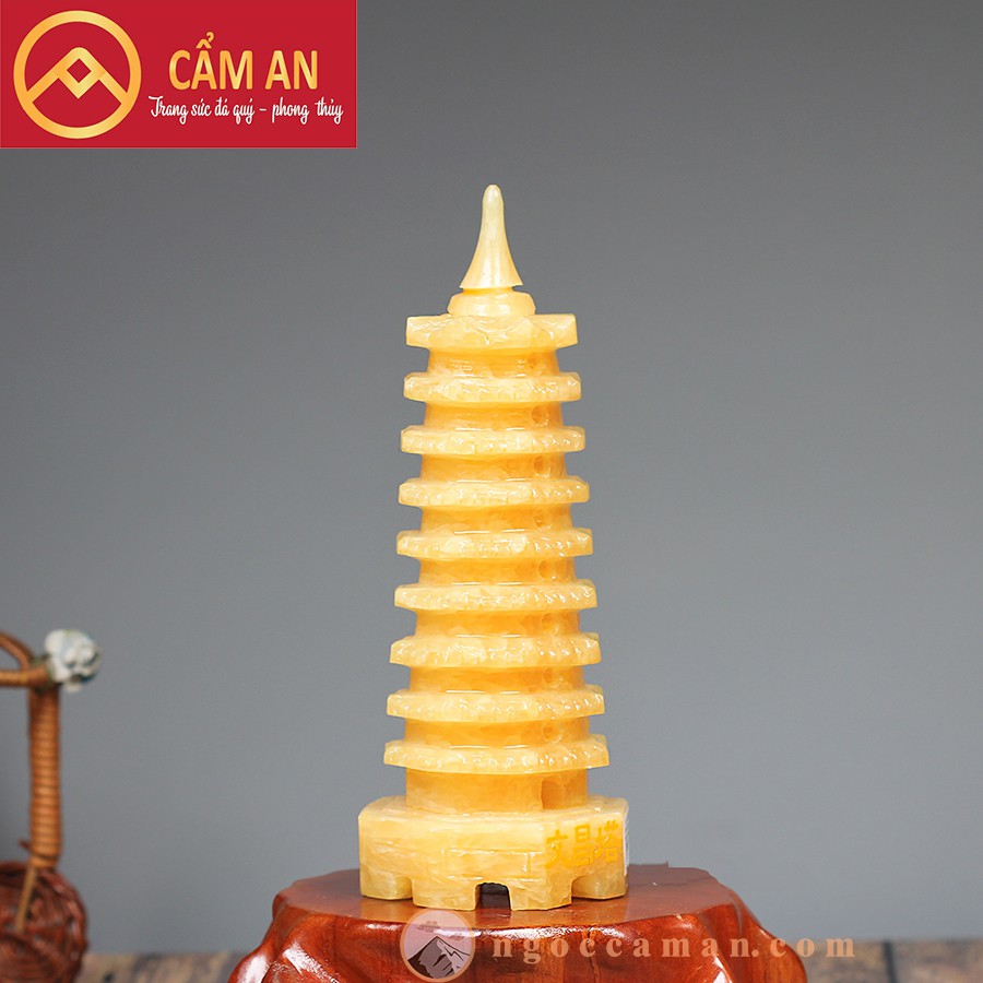 (HÀNG ĐẸP ) THÁP VĂN XƯƠNG 9 TẦNG NGỌC HOÀNG LONG TỰ NHIÊN 21cm
