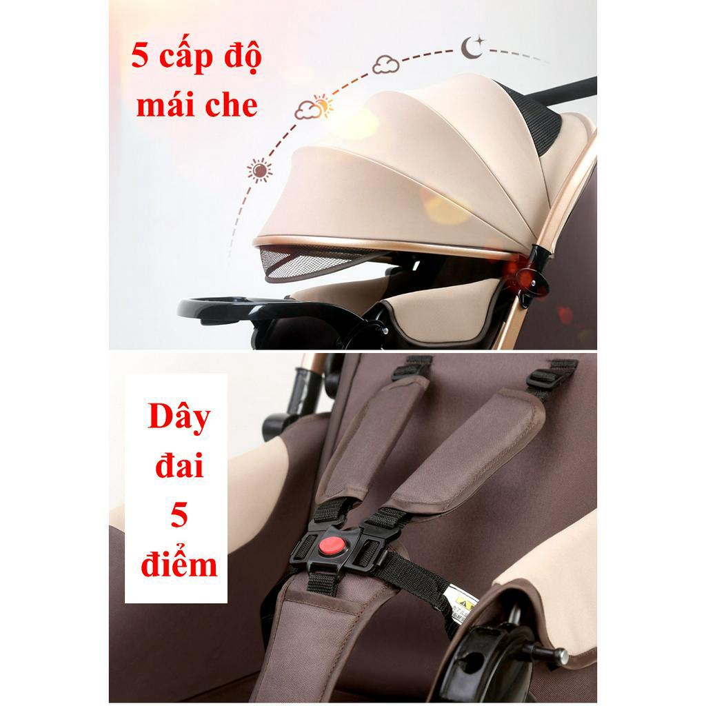 Xe đẩy đôi em bé 2 chiều 3 tư thế KABI KIDS II 4 bánh cao su đặc, dùng cho trẻ sơ sinh 0 đến 36 tháng