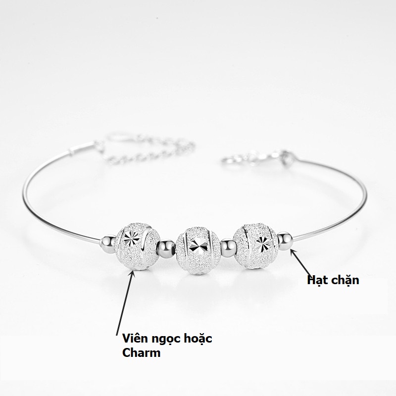 [VTB1] Phụ kiện trang sức (DIY) - Vòng tay bạc S925 [kiểu cứng] chờ gắn hạt tùy chọn
