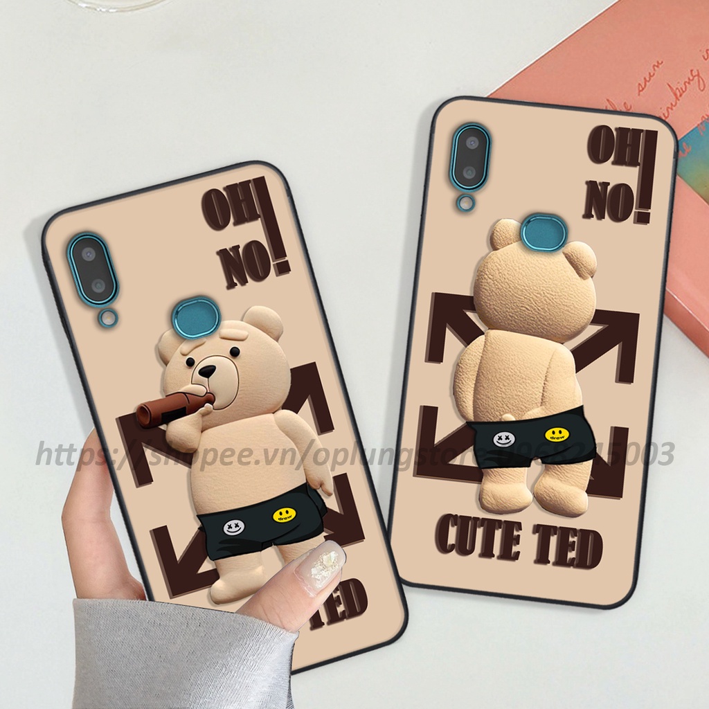 Ốp Samsung A10s in bộ hình 3D gấu cute cool ngầu giả nổi