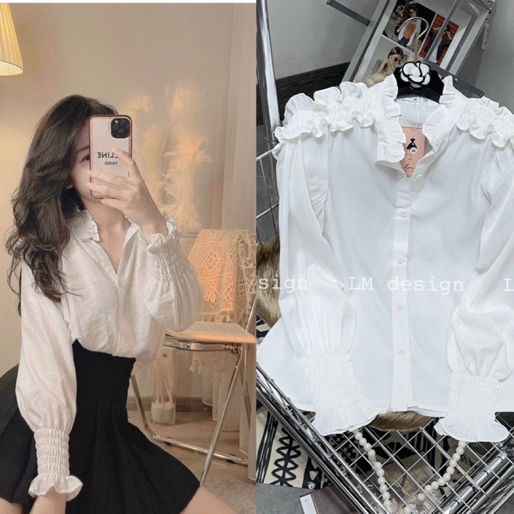 Áo Sơ Mi Ren Kiểu Hàn Quốc Bánh Bèo Tiểu Thư Siêu Xinh