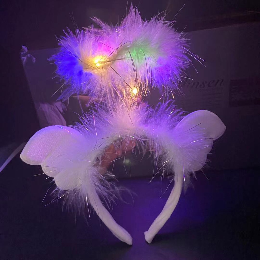 BĂNG ĐÔ THIÊN THẦN LÔNG MỀM CÓ ĐÈN LED PHÁT SÁNG CÀI TÓC CUTE