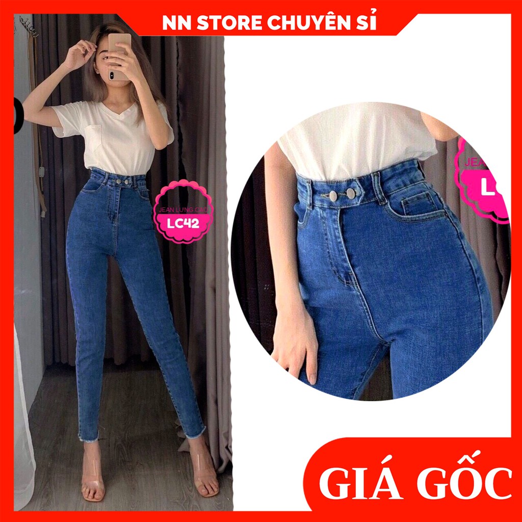 HÀNG ĐẸP - QUẦN JEAN DÀI LƯNG CAO LC42 - QUẦN BÒ CẠP CAO - QUẦN JEAN XANH LAI TUA ⚡ẢNH THẬT⚡