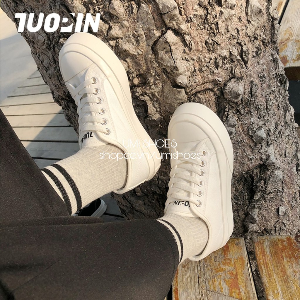 Giày thể thao nữ độn đế 4cm bánh mỳ basic vải canvas bata mới hot phong cách retro ulzzang đẹp cá tính đẹp