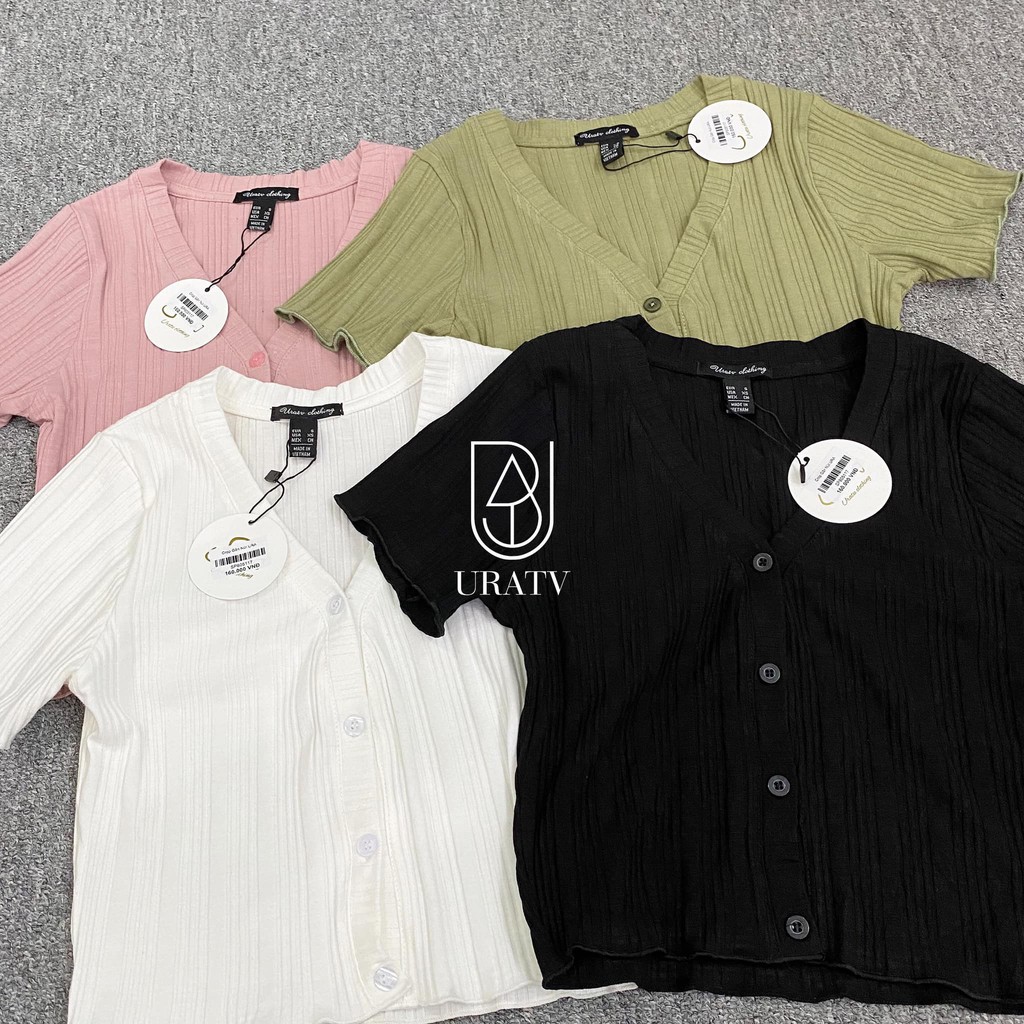 [FREESIZE + ẢNH CHÍNH CHỦ] Áo CROPtop GÂN NÚT URATV