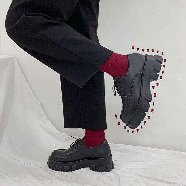 (Ảnh thật) Giày ulzzang da bóng lót lông độn đế | BigBuy360 - bigbuy360.vn