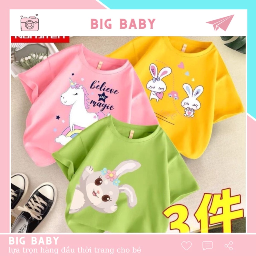 Áo Phông Cộc Tay Hàn Quốc Cho Bé Gái Và Bé Trai, Áo Thun Trẻ Em Cho Bé Cân Nặng Từ 12 Đến 28kg Bing Baby