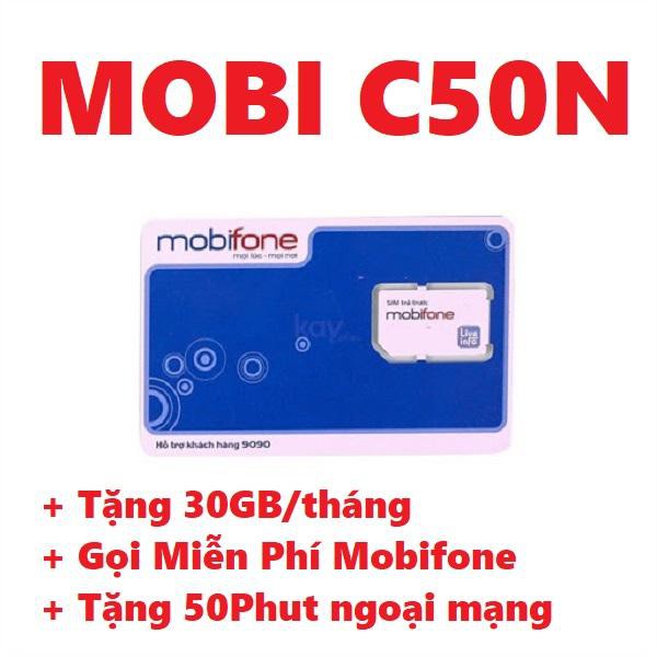 Sim 4G mobifone C50N gói 30GB/tháng+ 50 phút gọi ngoại mạng + Miễn phí gọi nội mạng chỉ 50k/tháng