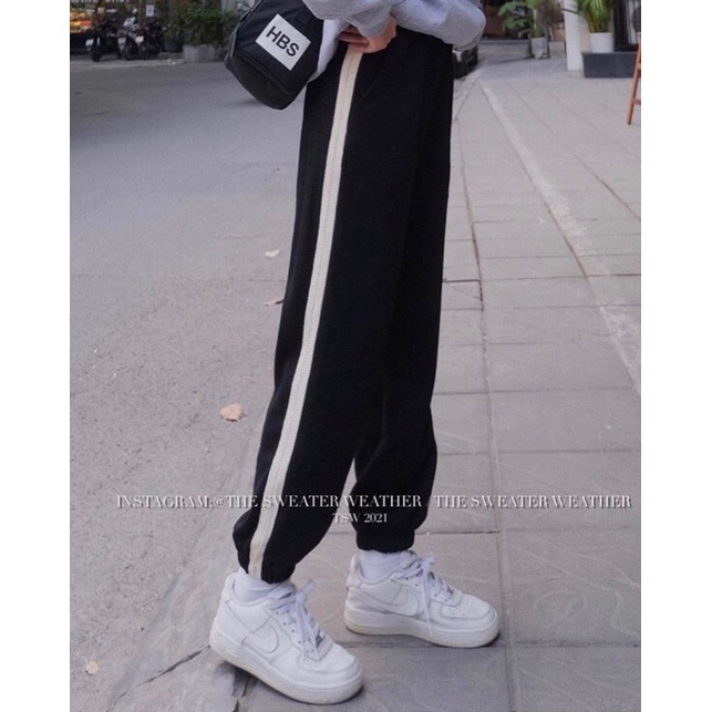 Quần nỉ bom thêu 1 sọc ( 3 màu Đen, Xám, Nâu )
