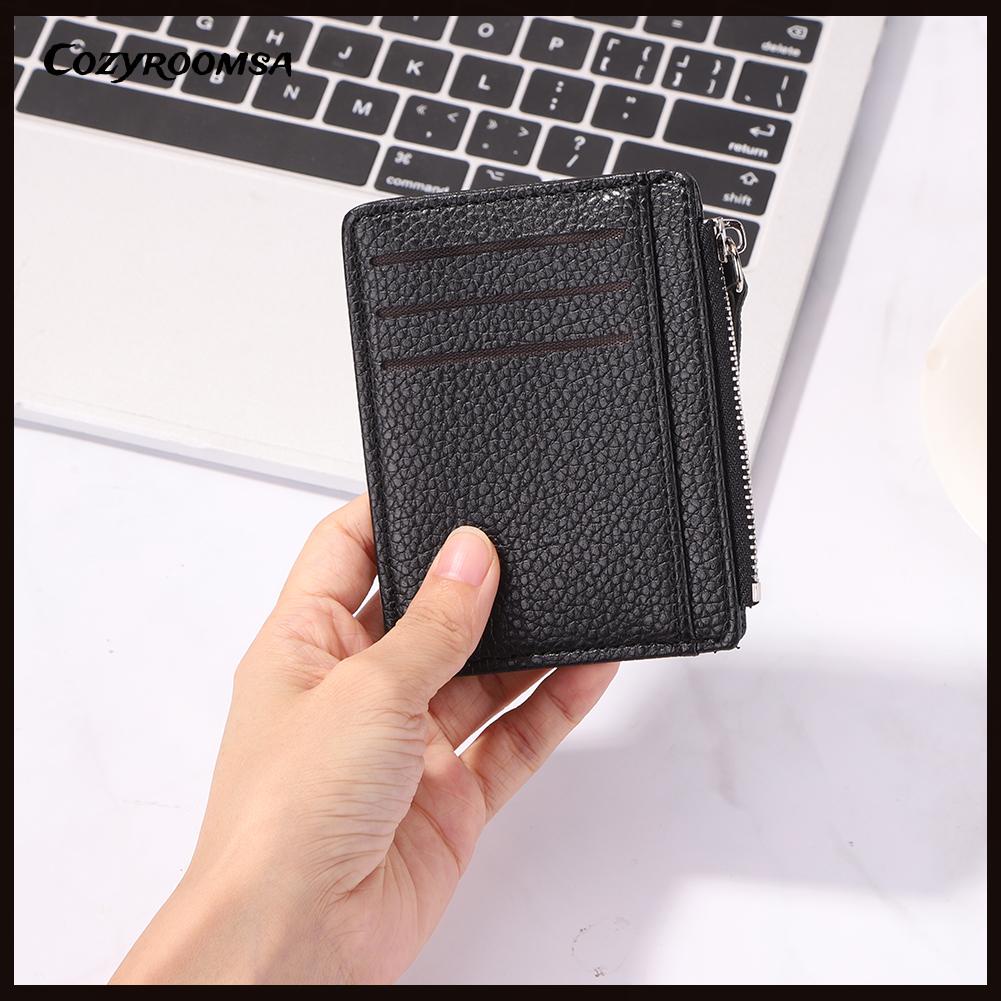 Ví da PU đựng tiền xu có khóa kéo phong cách cổ điển thời trang cho nữ