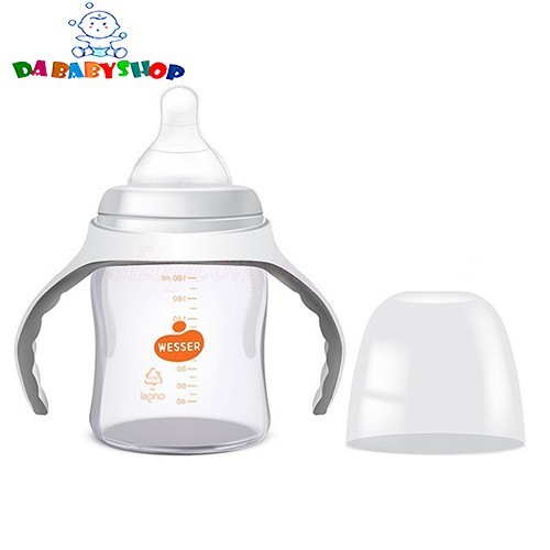 Bình Sữa Wesser PP Cổ Rộng 180ml Đi Kèm Núm Ti Size S 0-3Tháng Mẫu Mới