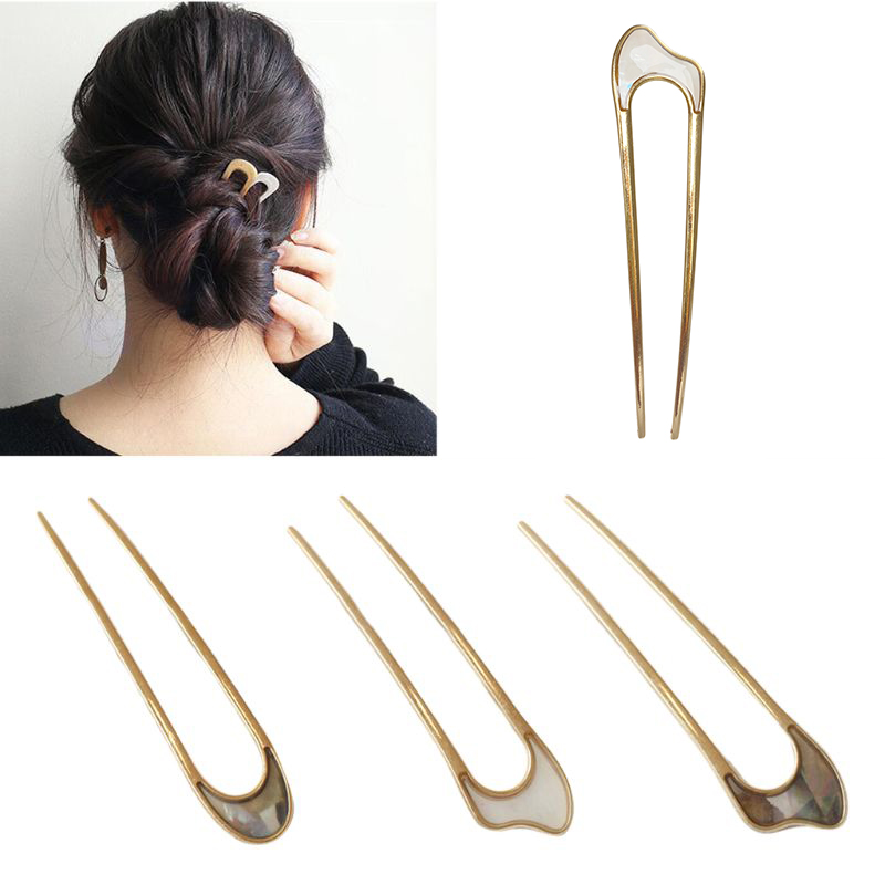 Trâm cài tóc hình chữ u bằng hợp kim phong cách vintage cho nữ