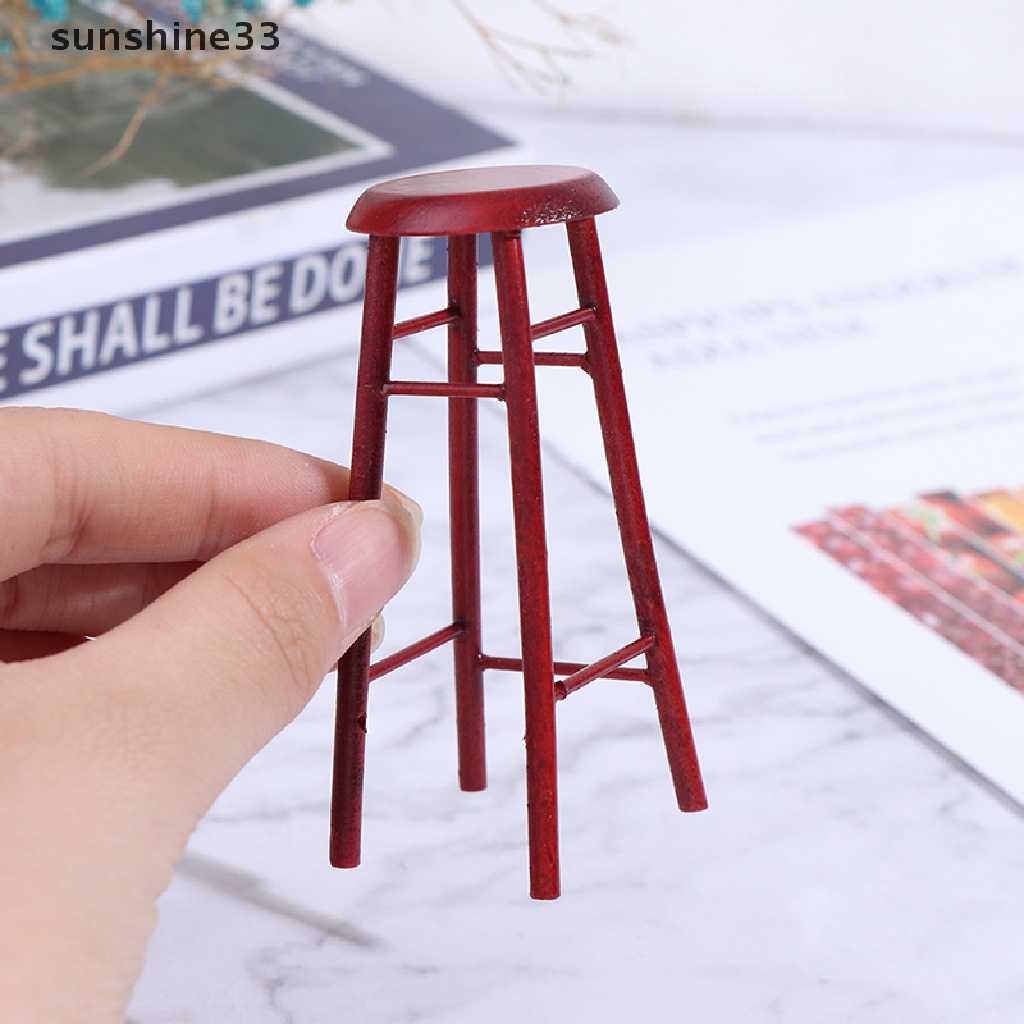 Mô Hình Ghế Đẩu Cao Cổ Bằng Gỗ Tỉ Lệ 1: 12 Trang Trí Nhà Búp Bê