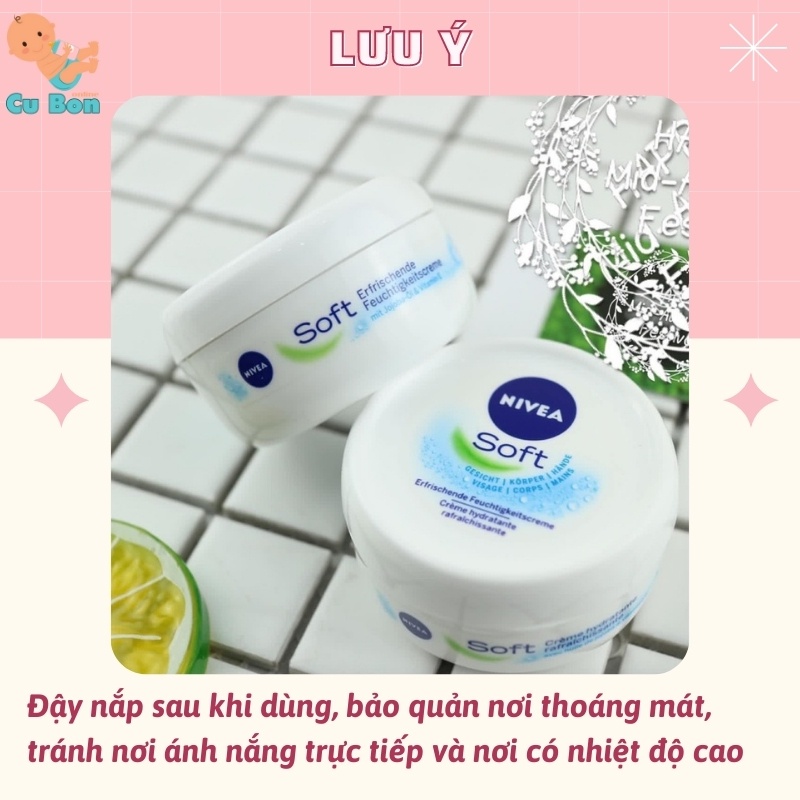 Kem Dưỡng Ẩm Toàn Thân Body Trắng Da Nivea Soft 200ml Hàng Đức Chuẩn dưỡng ẩm và dưỡng da, không khô nẻ, mất nước,..