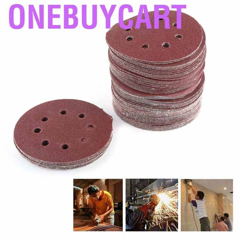 Set 100 Tấm Giấy Nhám 8 Lỗ 5 &quot;60 / 80 / 100 / 120 / 240 Grit