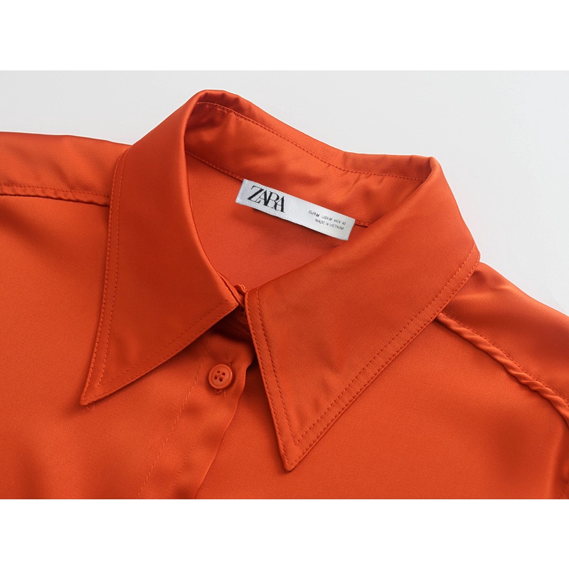 Zara Morocco full tag - Áo Zara sơ mi tone cam cực chất AT8SMG57N10