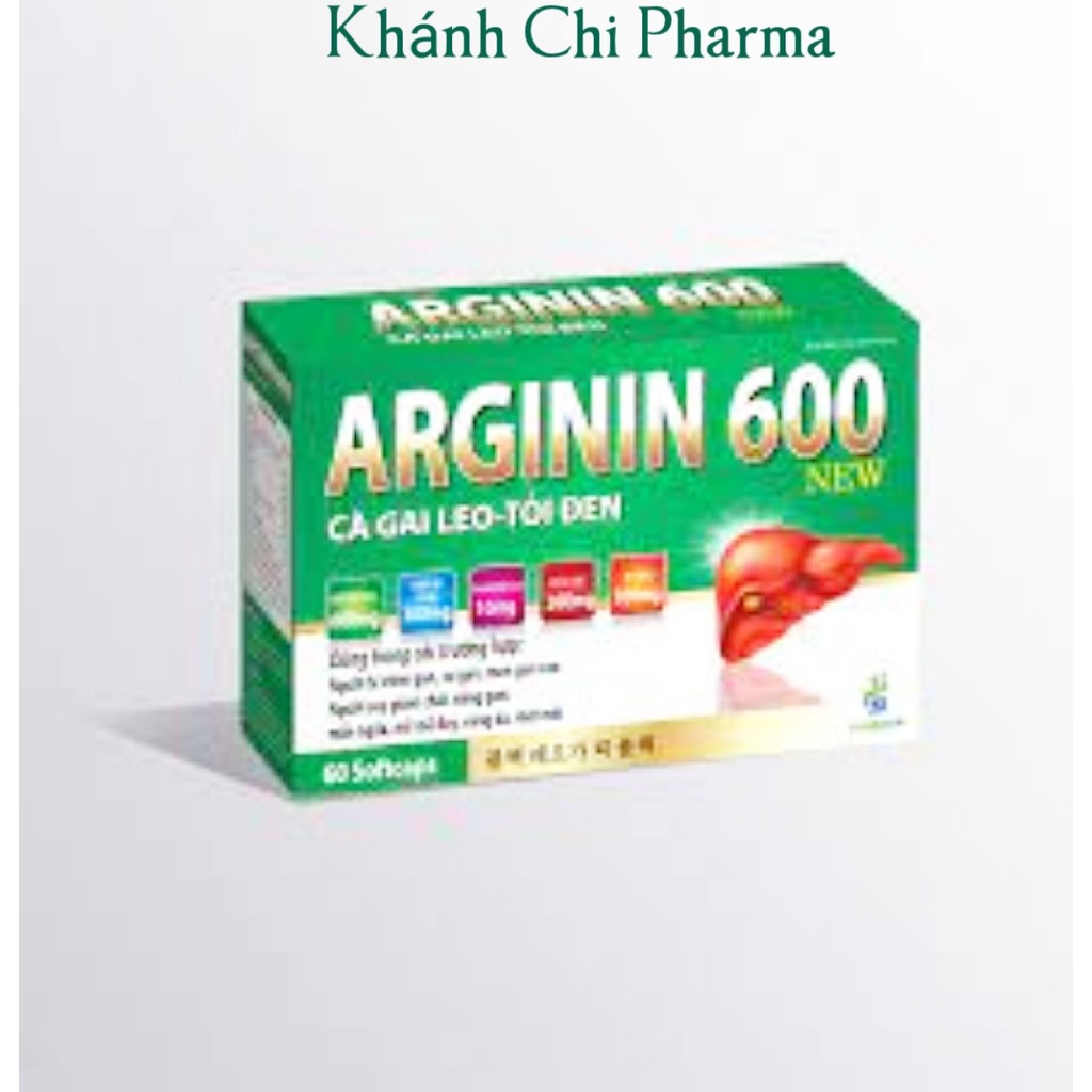 Viên uống bổ gan, mát gan Arginin 600mg cà gai leo- tỏi đen hộp 60 viên. Giúp hỗ trợ giải độc gan