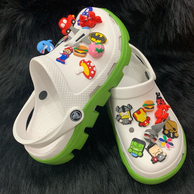 Dép sục cross nam nữ unisex, giày cross màu trắng đế lượn sóng cao đi mưa full box đủ màu và full size 35 đến 45