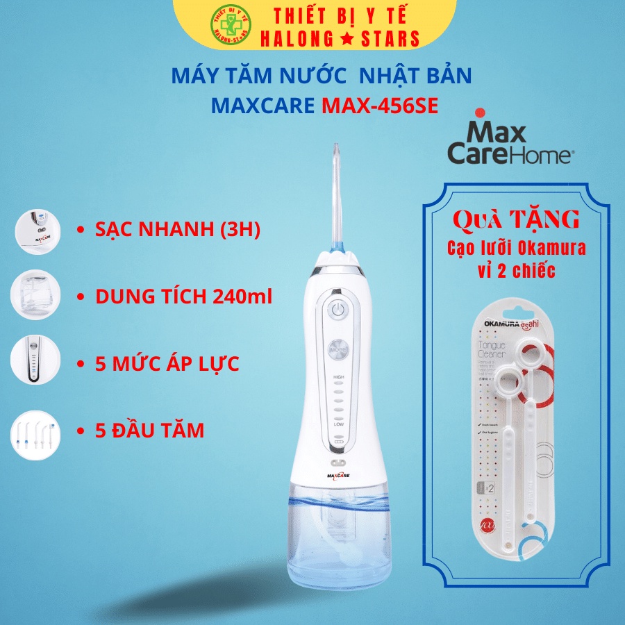 Máy tăm nước cầm tay nha khoa Maxcare Max456s / 456SE dùng vệ sinh răng miệng, sạch nướu, răng niềng, trắng răng