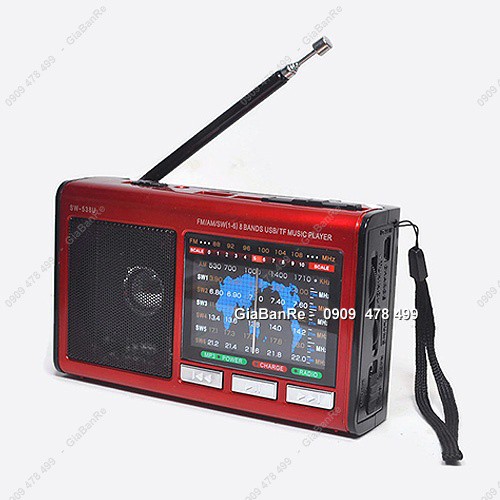 MS: 5165 - RADIO AM FM NHẠC THẺ NHỚ PIN SẠC CÓ ĐÈN PIN