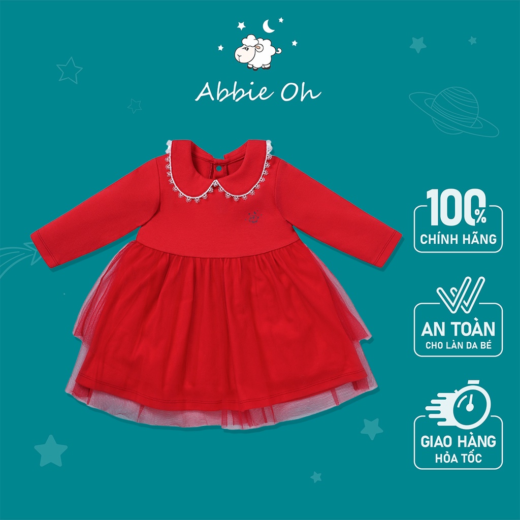 Váy đỏ dài tay cho bé gái ABBIEOH | 6 tháng - 3 tuổi VL379-AW21