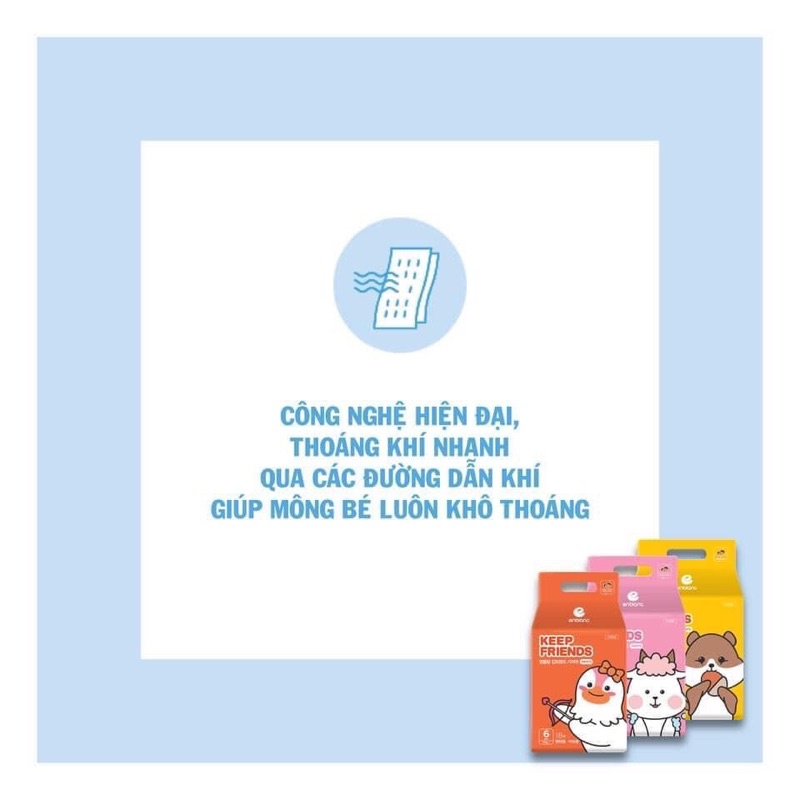 [KÈM QUÀ TẶNG] Tã Bỉm Dán Enblanc KEEP FRIENDS Nội Địa Hàn Quốc Siêu Thấm Hút, Size S40/M32/L28/XL24... Dành Cho Bé