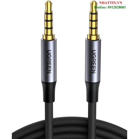 Cáp âm thanh AUX 3.5mm 2 đầu dương 4 cực bện nylon hỗ trợ mic Ugreen cao cấp
