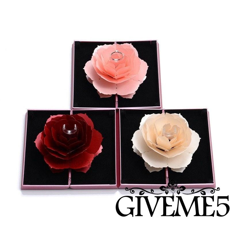 Hộp thiết kế hình hoa hồng đựng nhẫn lãng mạn