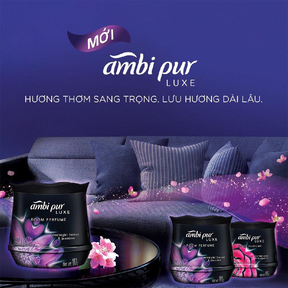 Sáp Thơm AMBIPUR Luxe 180G Hương Gỗ Rừng Và Hoa Nhài/ Hoa Hồng Và Cam Bergamot