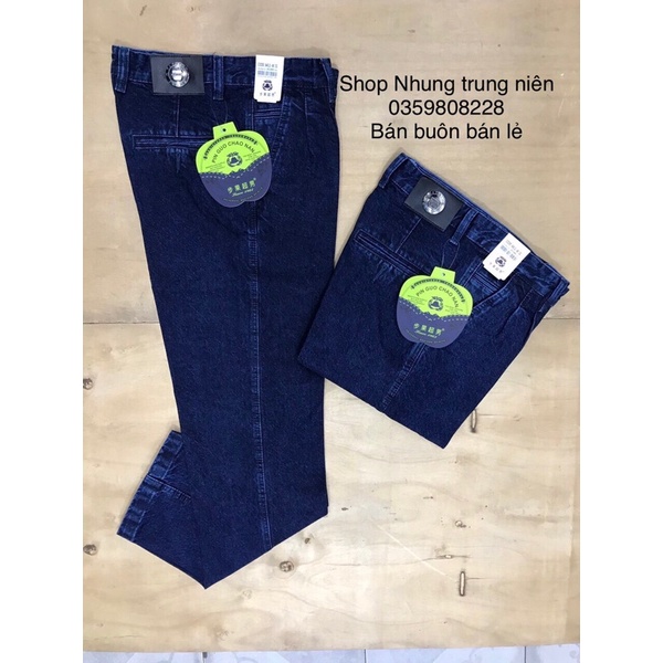 Quần bò jean nam trung niên dáng thụng túi chéo hàng cao cấp