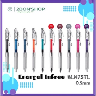 Pentel energel infree bln75tl - 10 màu | bút bi gel pentel siêu mượt, nhanh khô