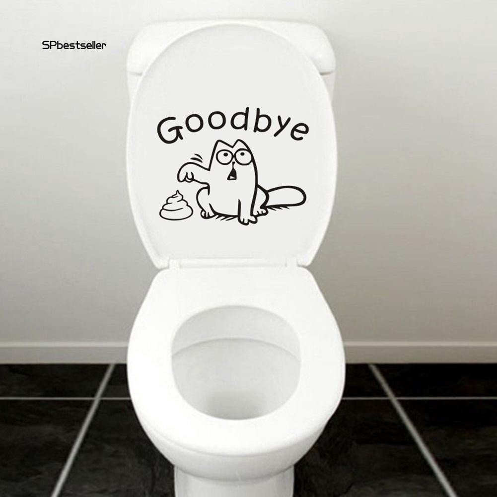 Miếng dán trang trí nắp toilet nhà tắm có hình + chữ Goodbye sáng tạo chất liệu PVC dễ tháo gỡ kích thước 19x15cm