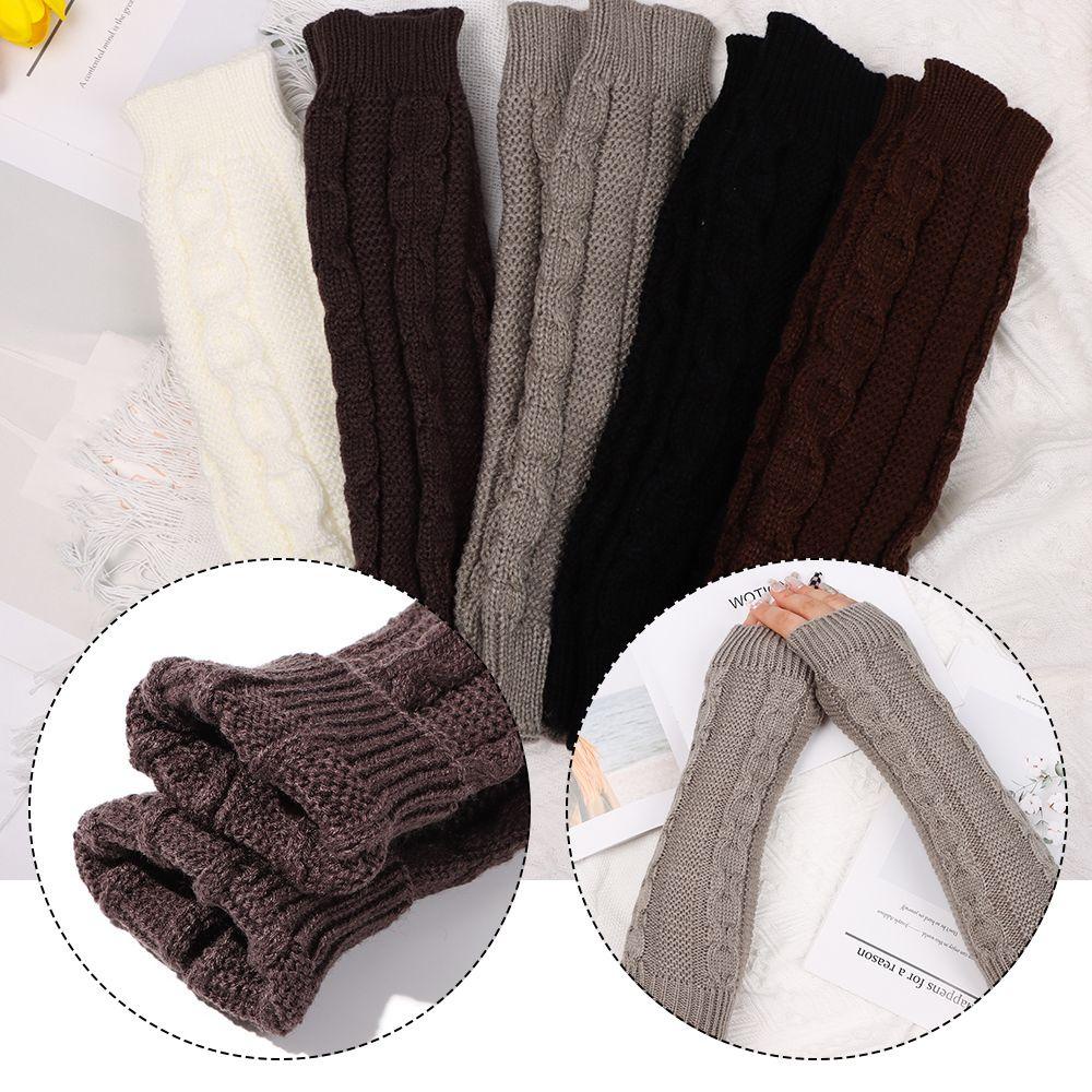 MELODG Găng Tay Len Dài Hở Ngón Thời Trang