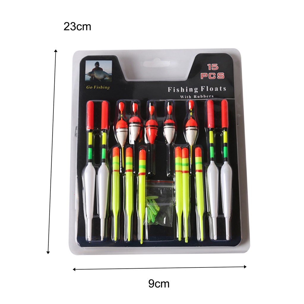 Set 15 Phao Câu Cá Dạng Đứng Trọng Lượng Nhẹ Tiện Dụng