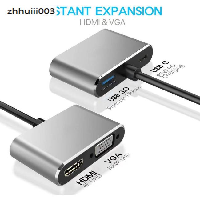 Cáp Chuyển Đổi Usb C Sang Hdmi Vga 4 Trong 1 Thông Minh 3.0