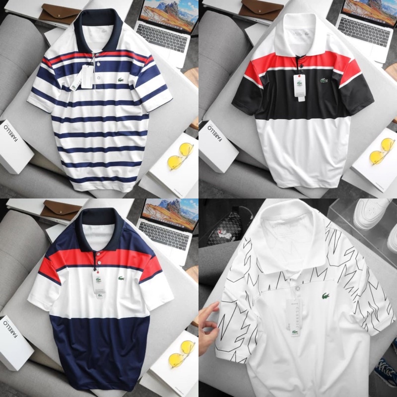 Áo polo kẻ cộc tay cho nam vải cotton gai co dãn thoải mái, không bai xù C02