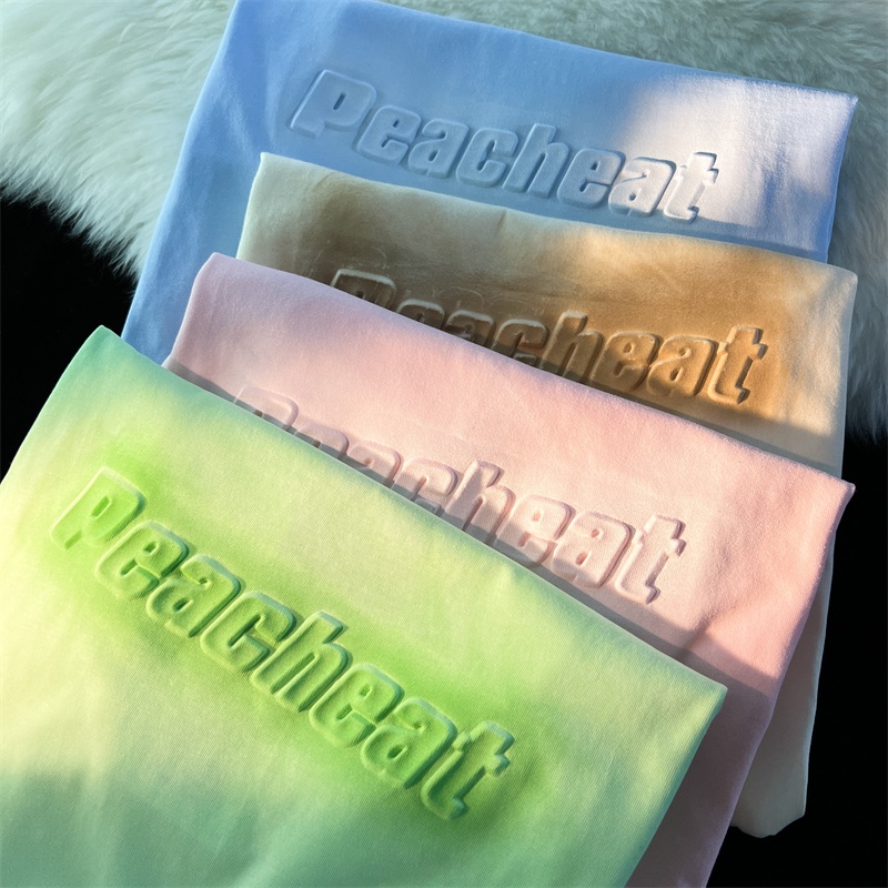 Áo thun tay lỡ Nam - Nữ from rộng cotton in chữ dập nổi Peacheat Hàn Quốc