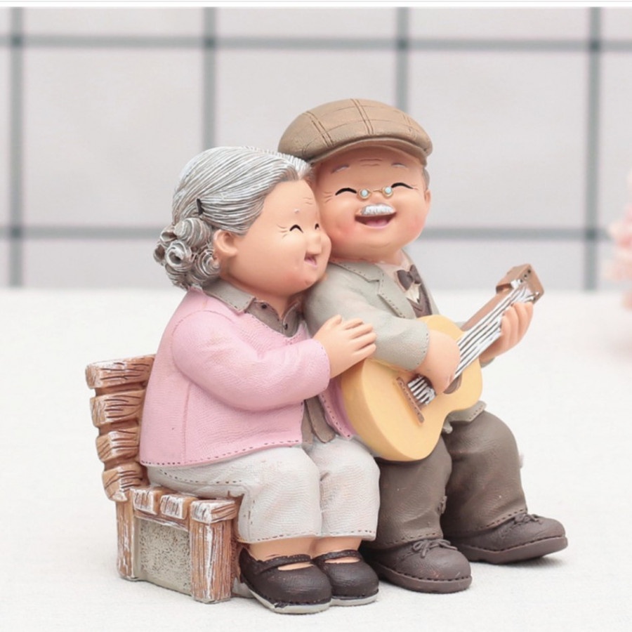 Mô hình ông bà lão trang trí bánh kem, trang trí bánh sinh nhật