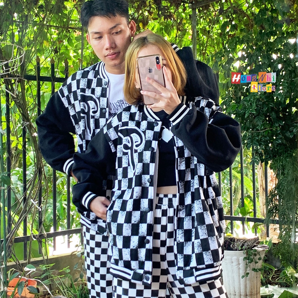 Áo Khoác Bomber Caro Satarday Funuyk Ulzzang Unisex Dáng Rộng Nam Nữ - MM