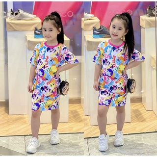 [11-22kg] Đầm suông thun lạnh bé gái