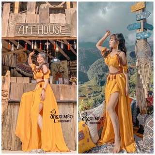 ĐẦM MAXI KHOÉT VAI XẺ TÀ (KÈM VIDEO HÌNH THẬT)