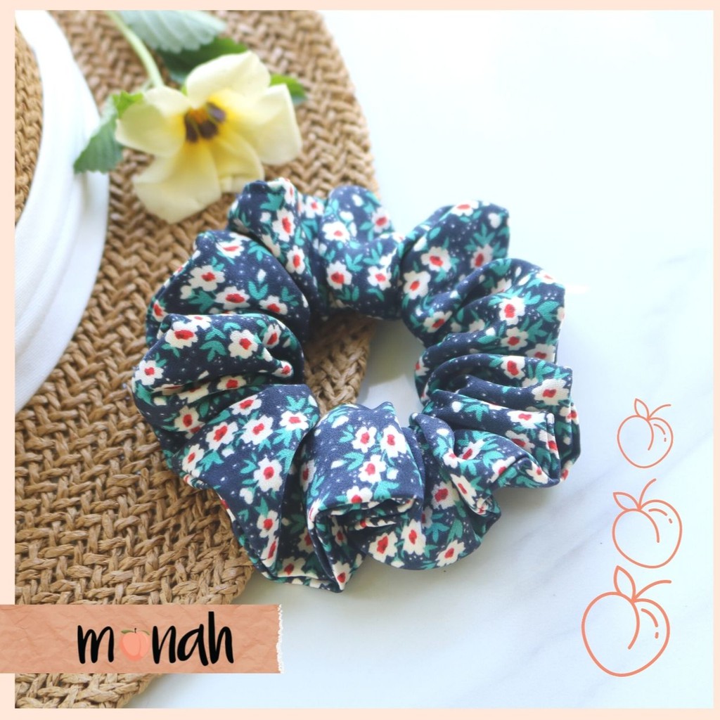 Dây buộc tóc, cột tóc scrunchie phong cách retro cổ điển hoa nhẹ nhàng