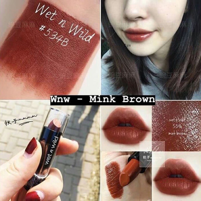 [BILL US] Son thỏi Wet n Wild Silk Finish Lipstick màu Mink Brown