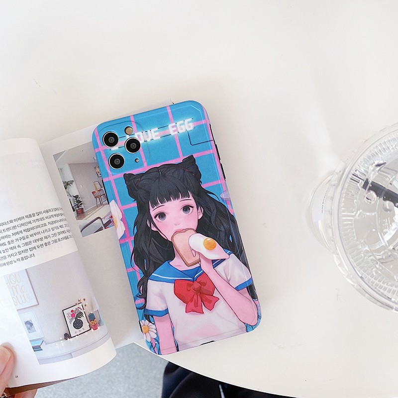 Ốp lưng iphone Cat Girl IMD dày dặn viền nổi 5/5s/6/6plus/6s/6splus/7/7plus/8/8plus/x/xr/xs/11/12/pro/max/plus/promax