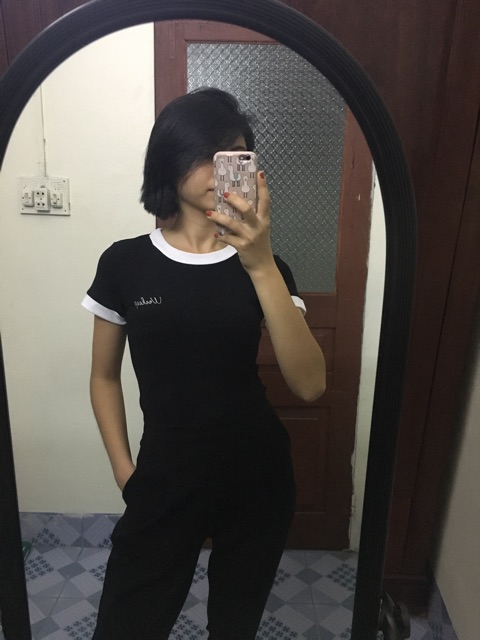 Body suit ôm cộc tay cổ tròn