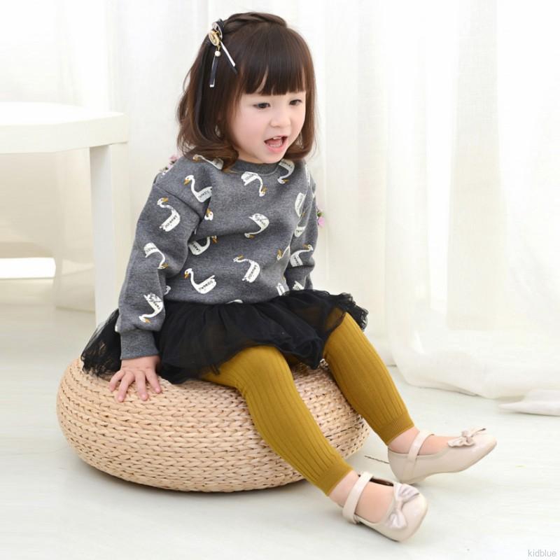 Quần legging đan dệt màu trơn phong cách Hàn Quốc cho bé