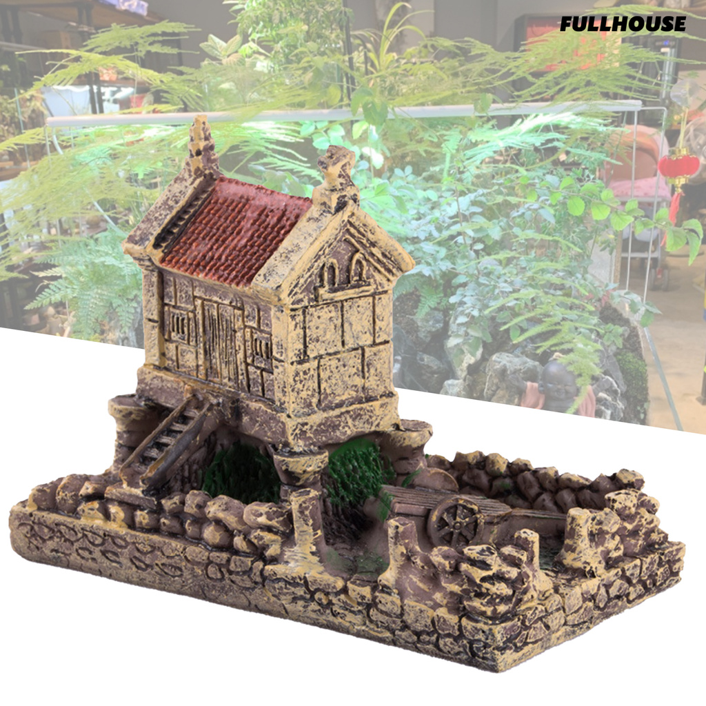 FullHouse Small House Eco-friendly Fall Resistant Resin Mini House Model Statue for Home