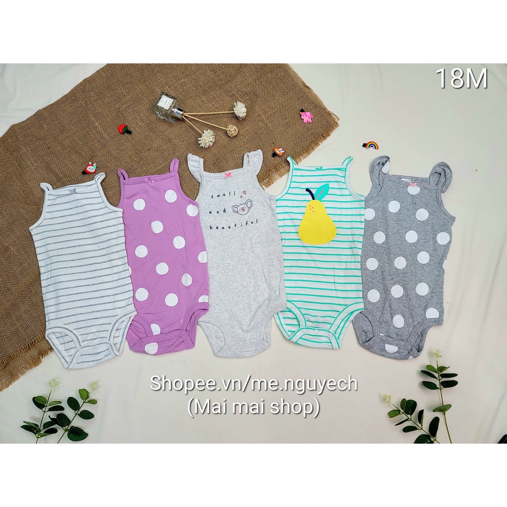(Chọn màu-sz 12-18M) Body chíp 2 DÂY xuất dư cho bé gái- Body suit Chất cotton mát